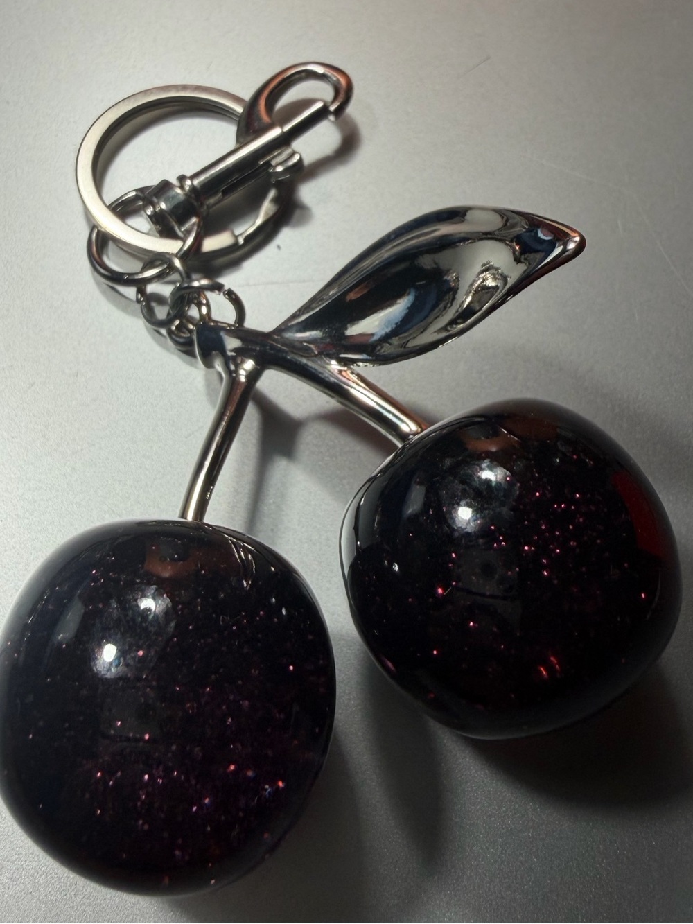 Sparkling Cherry Keychain — Deep Plum